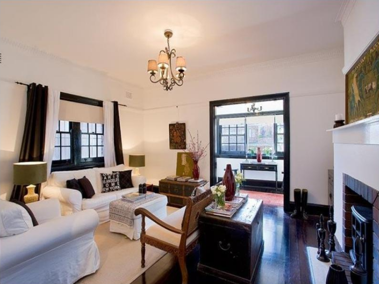 coogee clovelly older style apartment interior styling black floors black trims white walls country coastal urban vintage chic xavier hinde interiors interior deisgn sydney australia